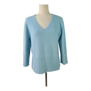 Apostrophe Pale Blue Angora Blend V Neck Sweater Size XL 18